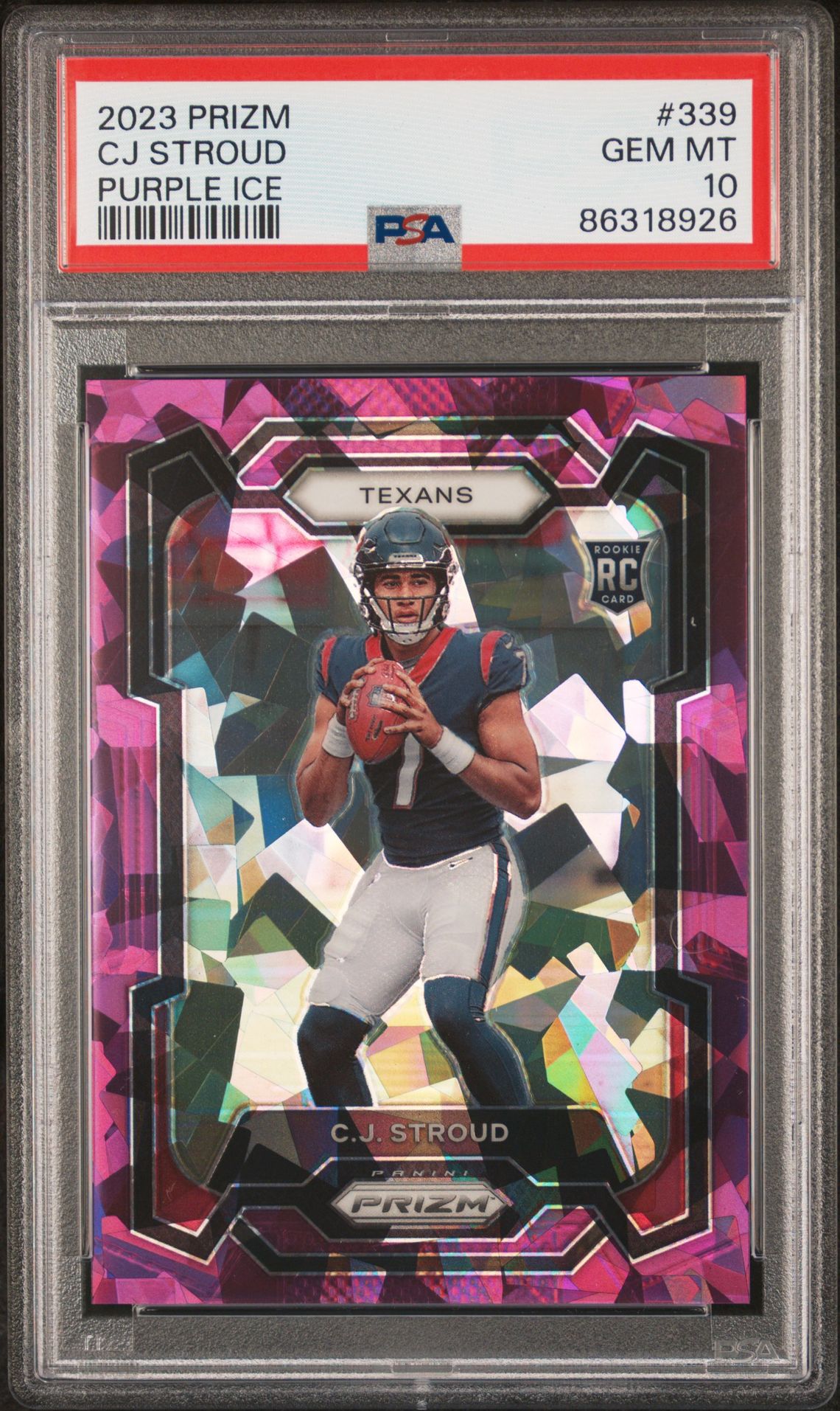 2023 Panini Prizm Cj Stroud #339 (Purple Ice) Gem Mt 10 front
