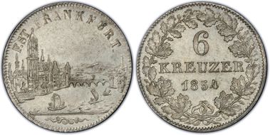 1854 6 Kr KM-350 City View AU58