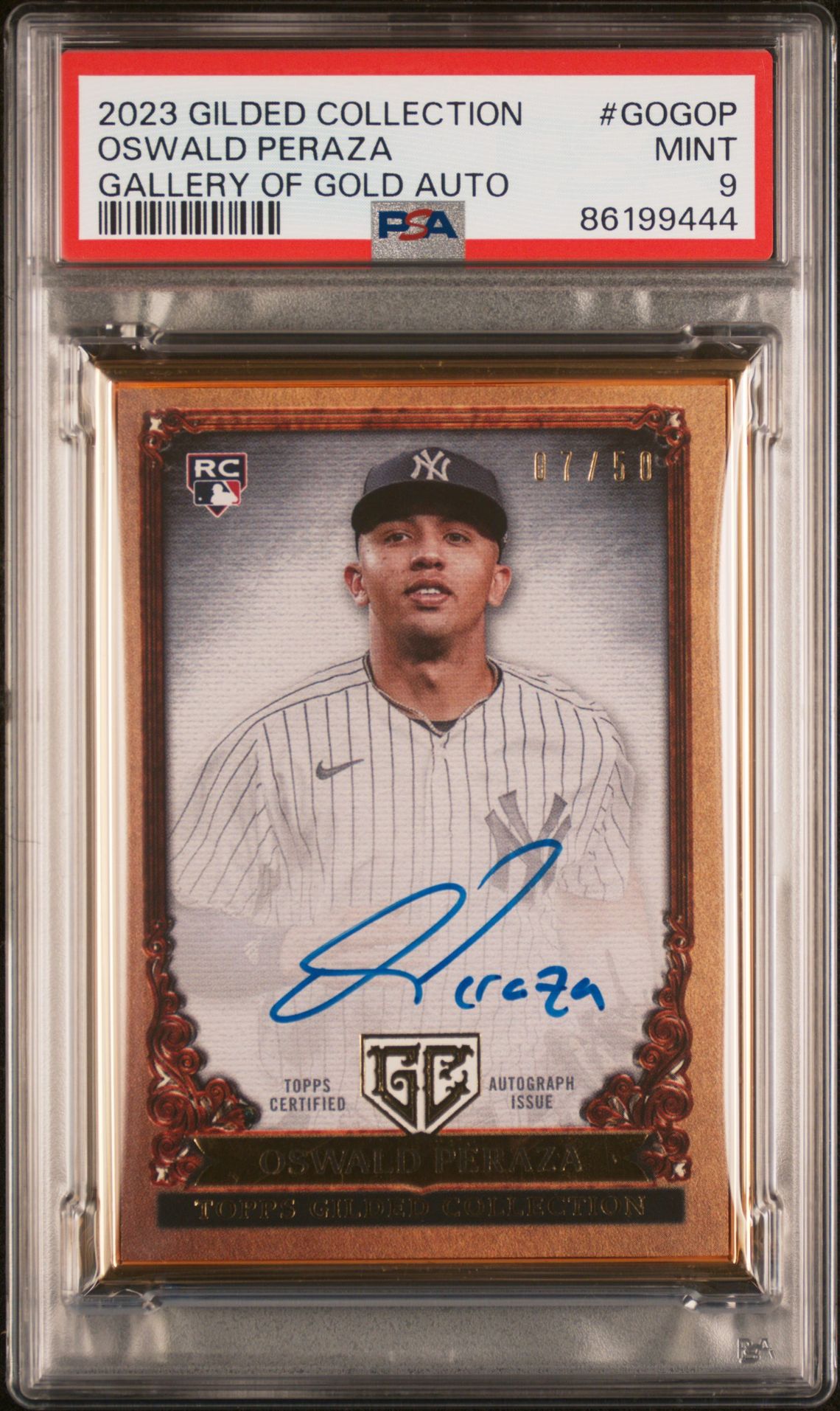 2023 Topps TOPPS GILDED COLLECTION GALLERY OF GOLD AUTOGRAPHS #GOGOP Oswald Peraza front
