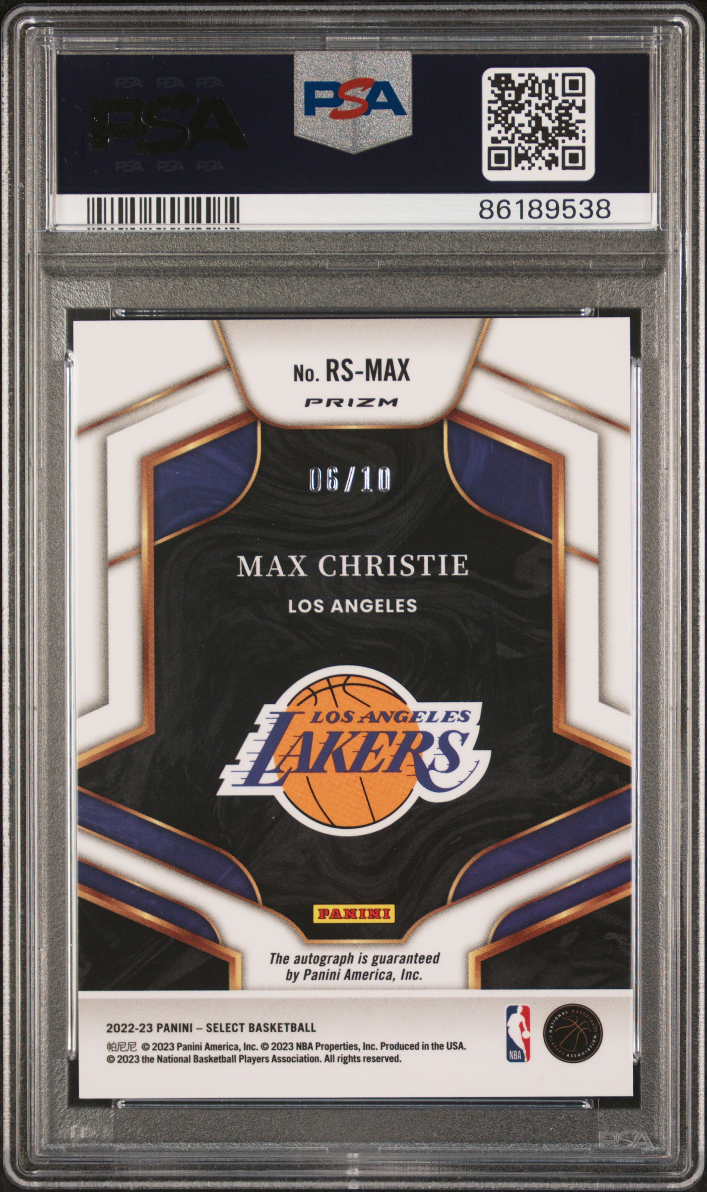 2022 Panini Select Rookie Signatures Max Christie #Rsmax (Rookie Signatures-Gold Disco) Mint 9 back