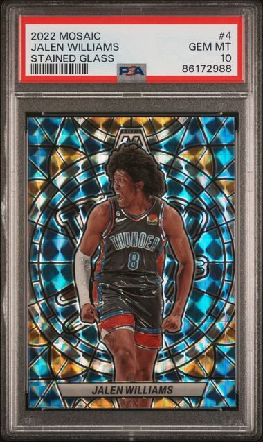 2022 Panini Mosaic Stained Glass Jalen Williams #4 Gem Mt 10 front