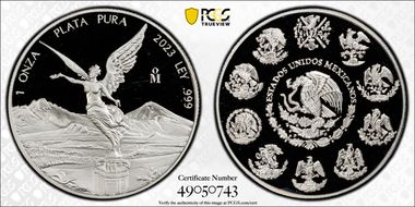 2023-Mo Onza Libertad Silver First Day of Issue PR70DCAM