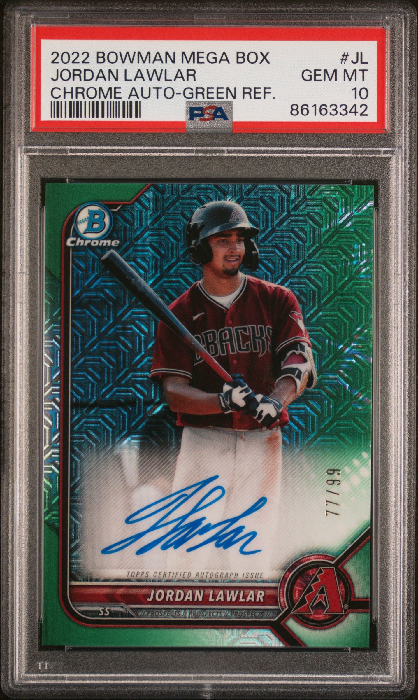 Jordan Lawlar 2022 Bowman Mega Box Chrome Autographs