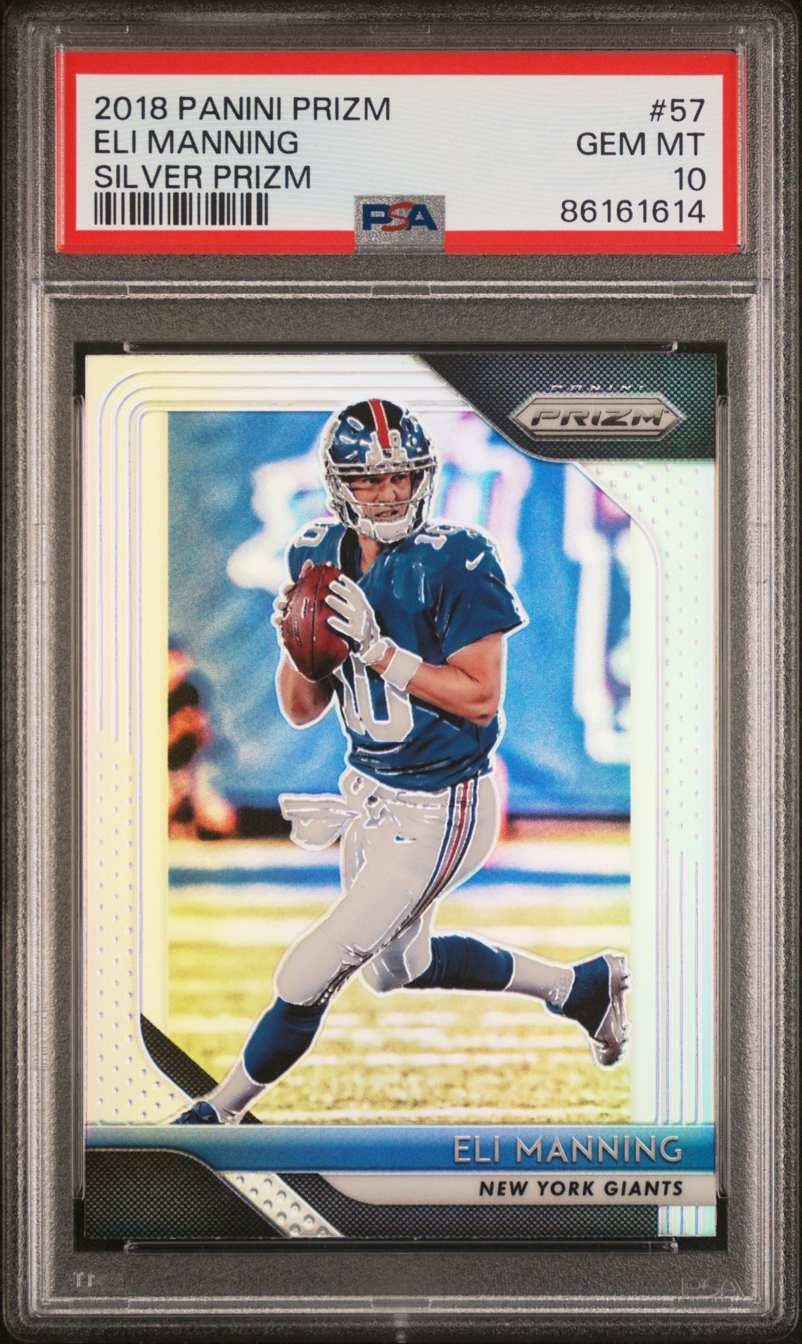 2018 Panini Prizm Eli Manning #57 (Silver Prizm) Gem Mt 10 front