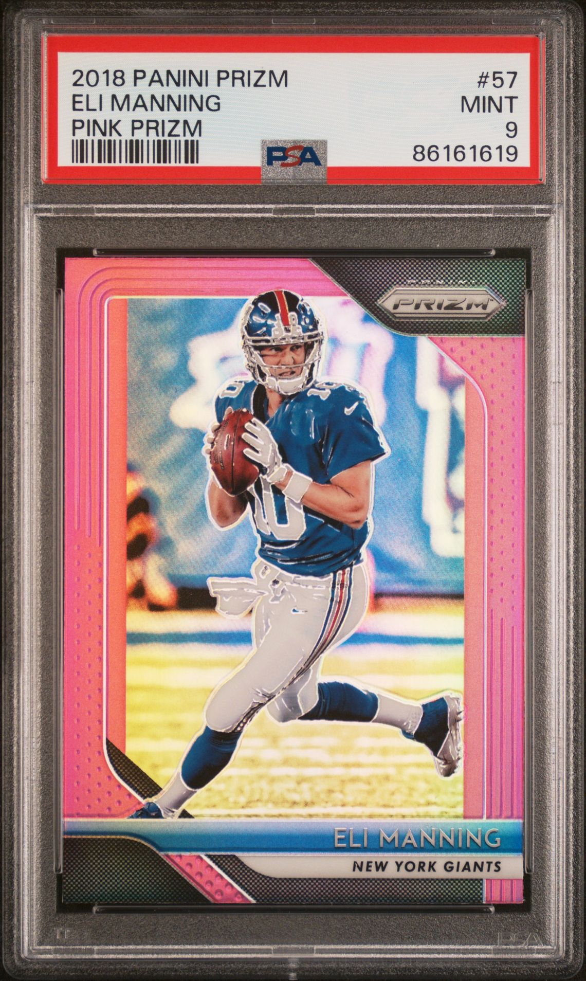 2018 Panini Prizm Eli Manning #57 (Pink Prizm) Mint 9 front