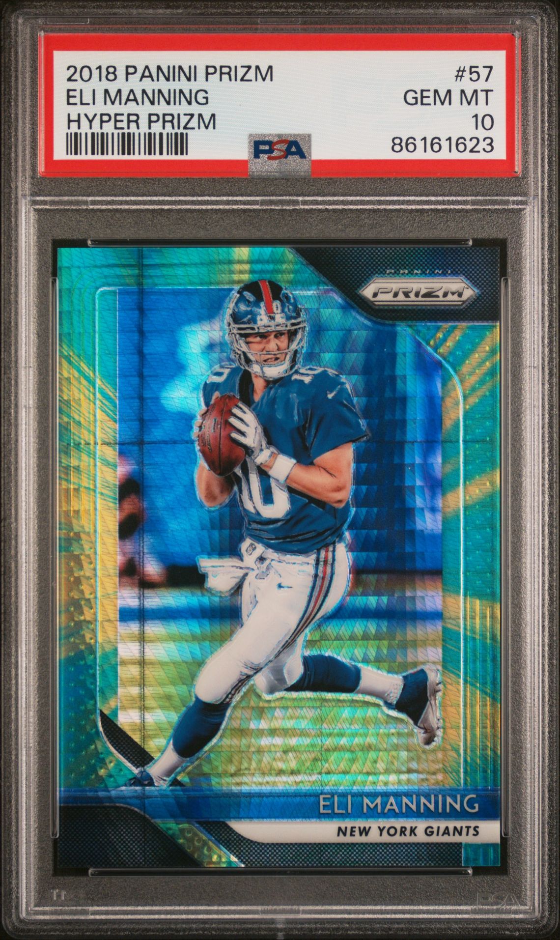 2018 Panini Prizm Eli Manning #57 (Hyper Prizm) Gem Mt 10 front