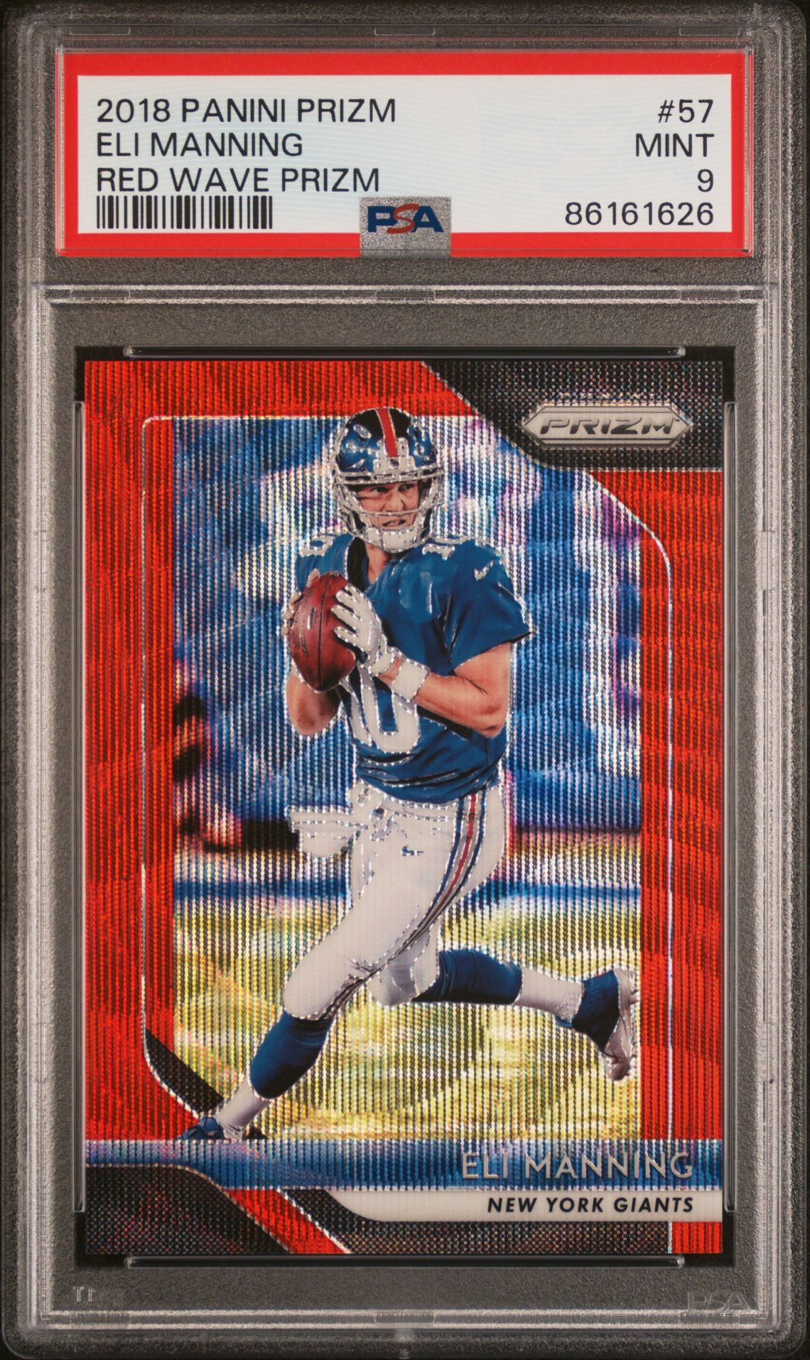 2018 Panini Prizm Eli Manning #57 (Red Wave Prizm) Mint 9 front