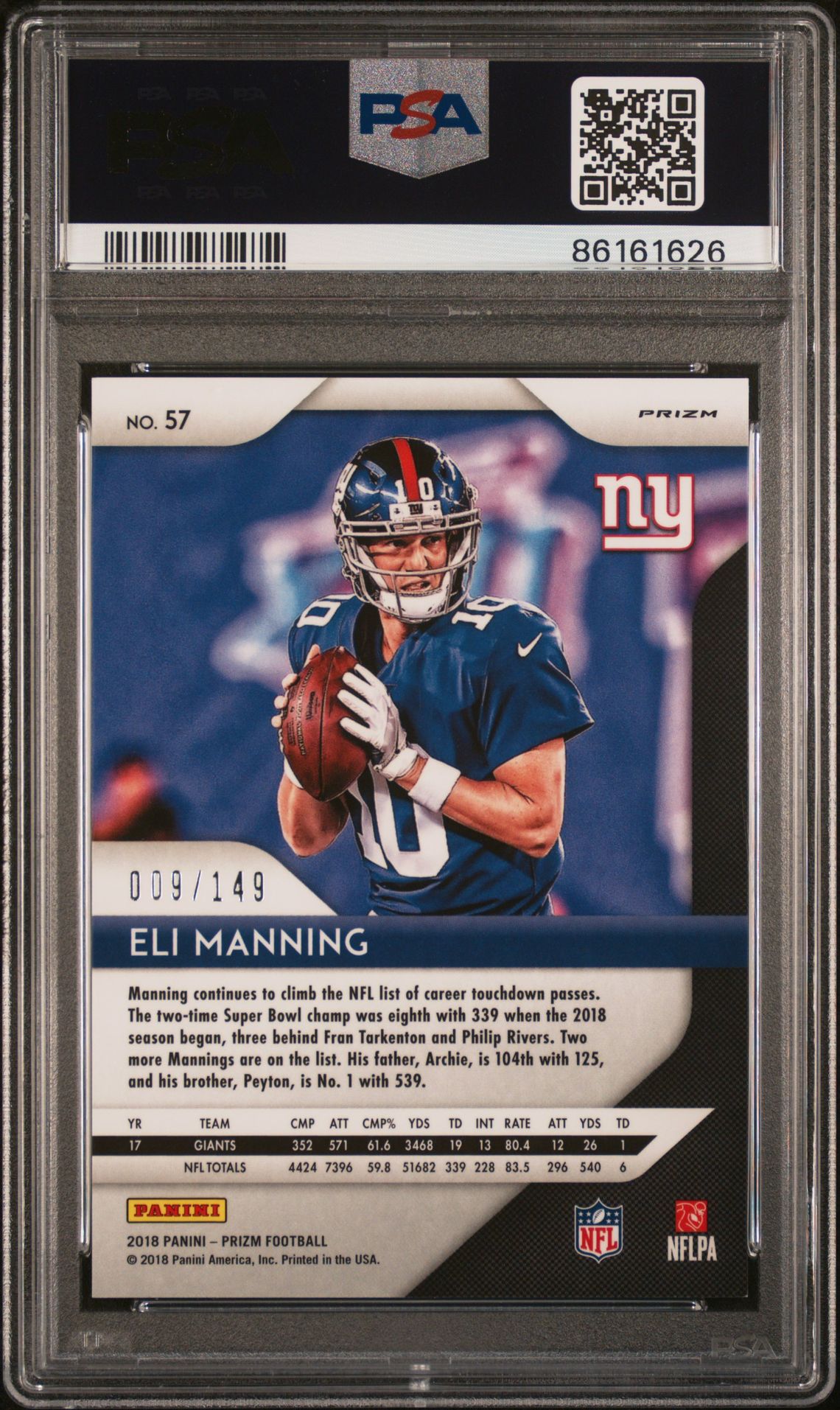 2018 Panini Prizm Eli Manning #57 (Red Wave Prizm) Mint 9 back