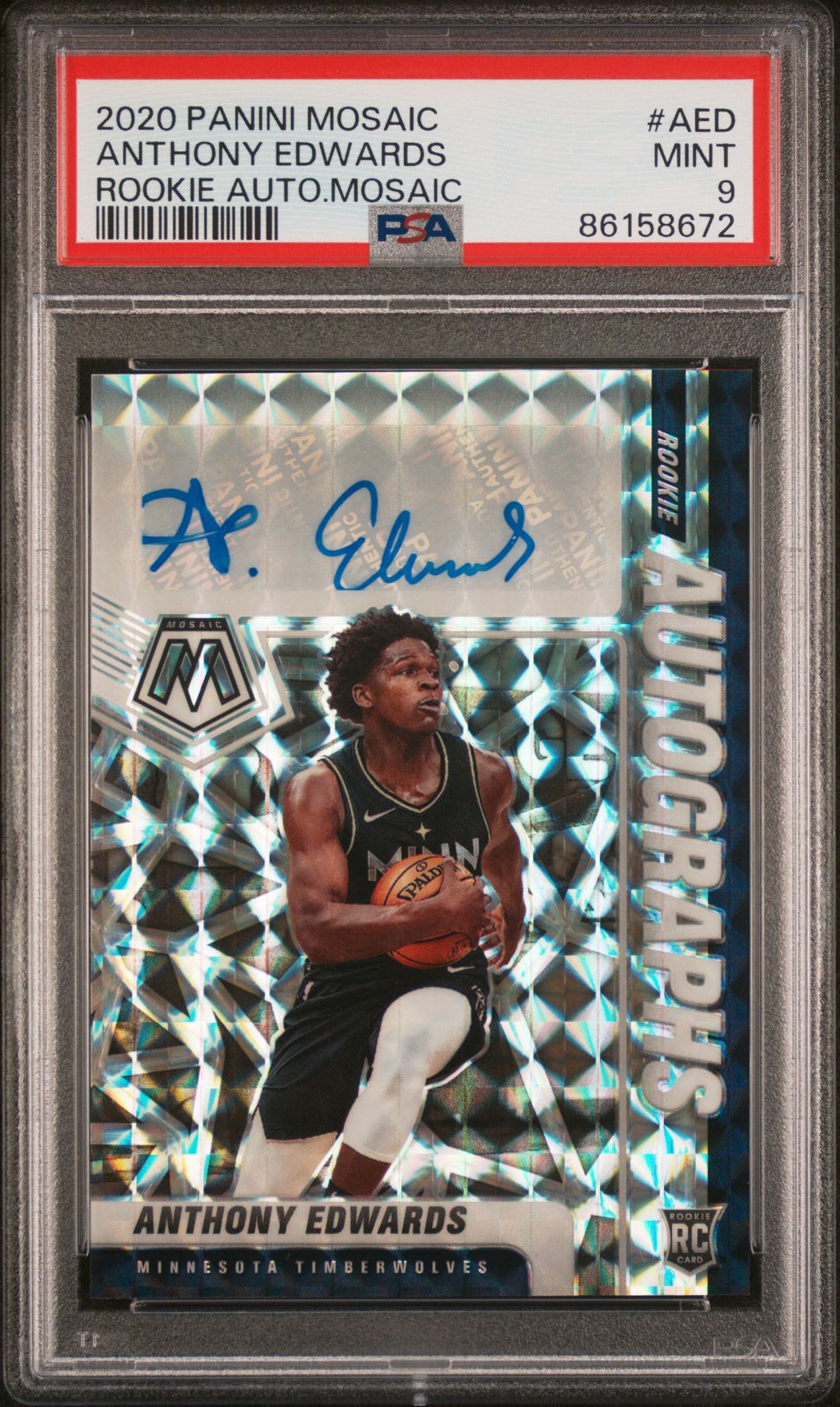 2020 Panini PANINI MOSAIC ROOKIE AUTOGRAPHS MOSAIC ROOKIE AUTO.MOSAIC #AED Anthony Edwards front