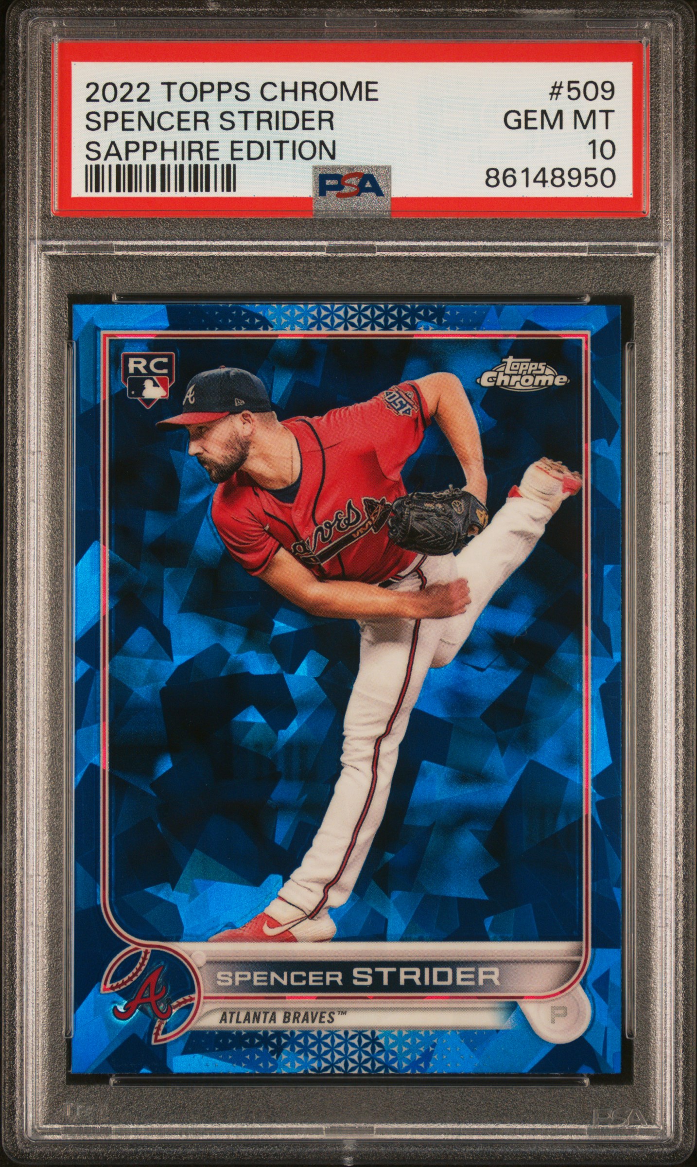 2022 Topps Chrome Sapphire Edition Spencer Strider #509 PSA 10