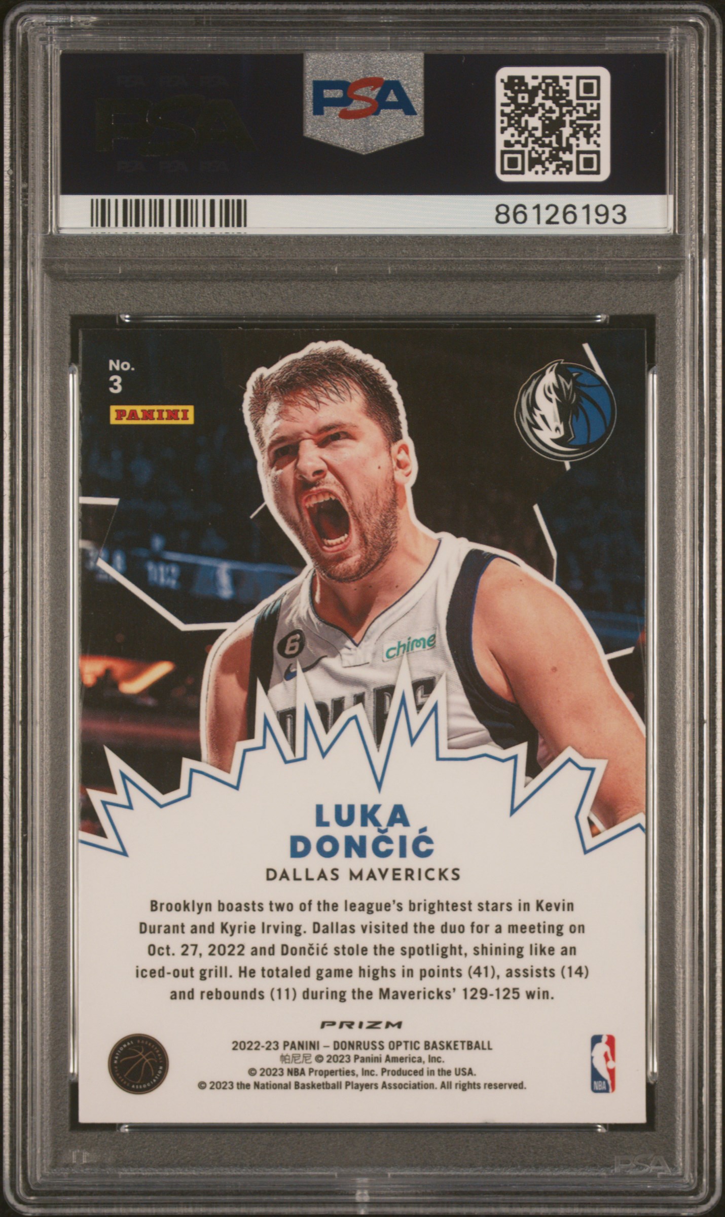 2022 Panini Donruss Optic My House Luka Doncic #3 (My House-Holo) back