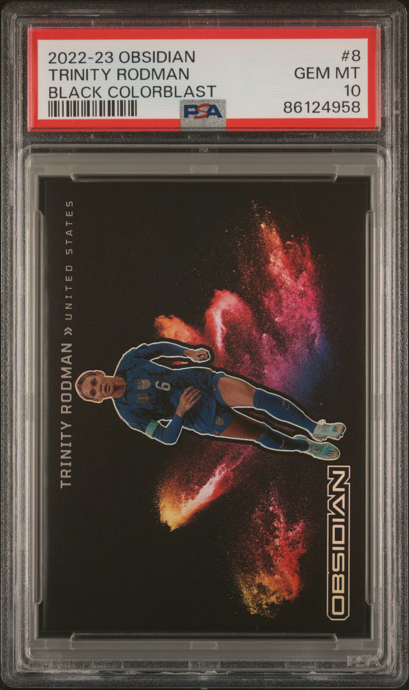 2022-23 Panini Obsidian Black Colorblast #8 Trinity Rodman – PSA GEM MT 10