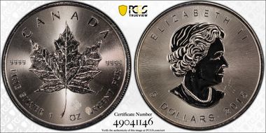 2015 $5 Maple Leaf/Ag MS65