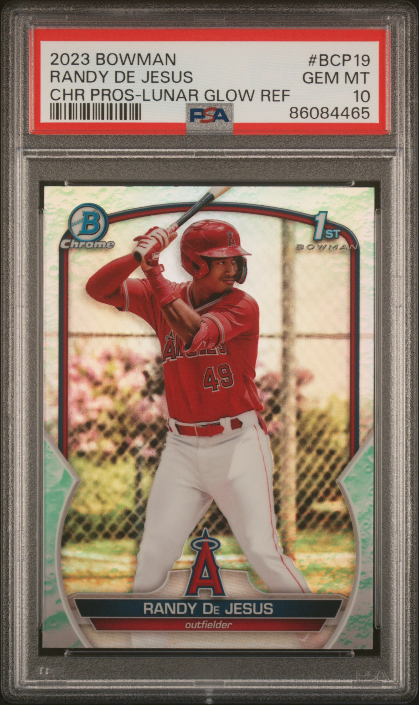 2023 Bowman Chrome Prospects Lunar Glow Refractor #BCP19 Randy De Jesus Rookie Card – PSA GEM MT 10