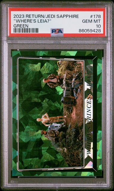 2023 Topps Chrome Sapphire Star Wars Return Of The Jedi "Where's Leia?" #178 (Green) Gem Mt 10 front