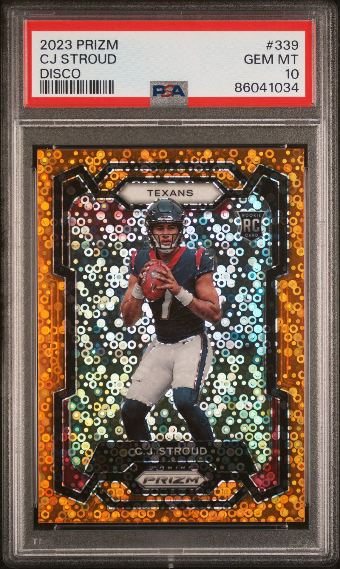 2023 Panini Prizm Cj Stroud #339 (Disco Prizm) Gem Mt 10 front