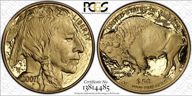 2007-W $50 American Buffalo First Strike .9999 Fine Gold PR70DCAM