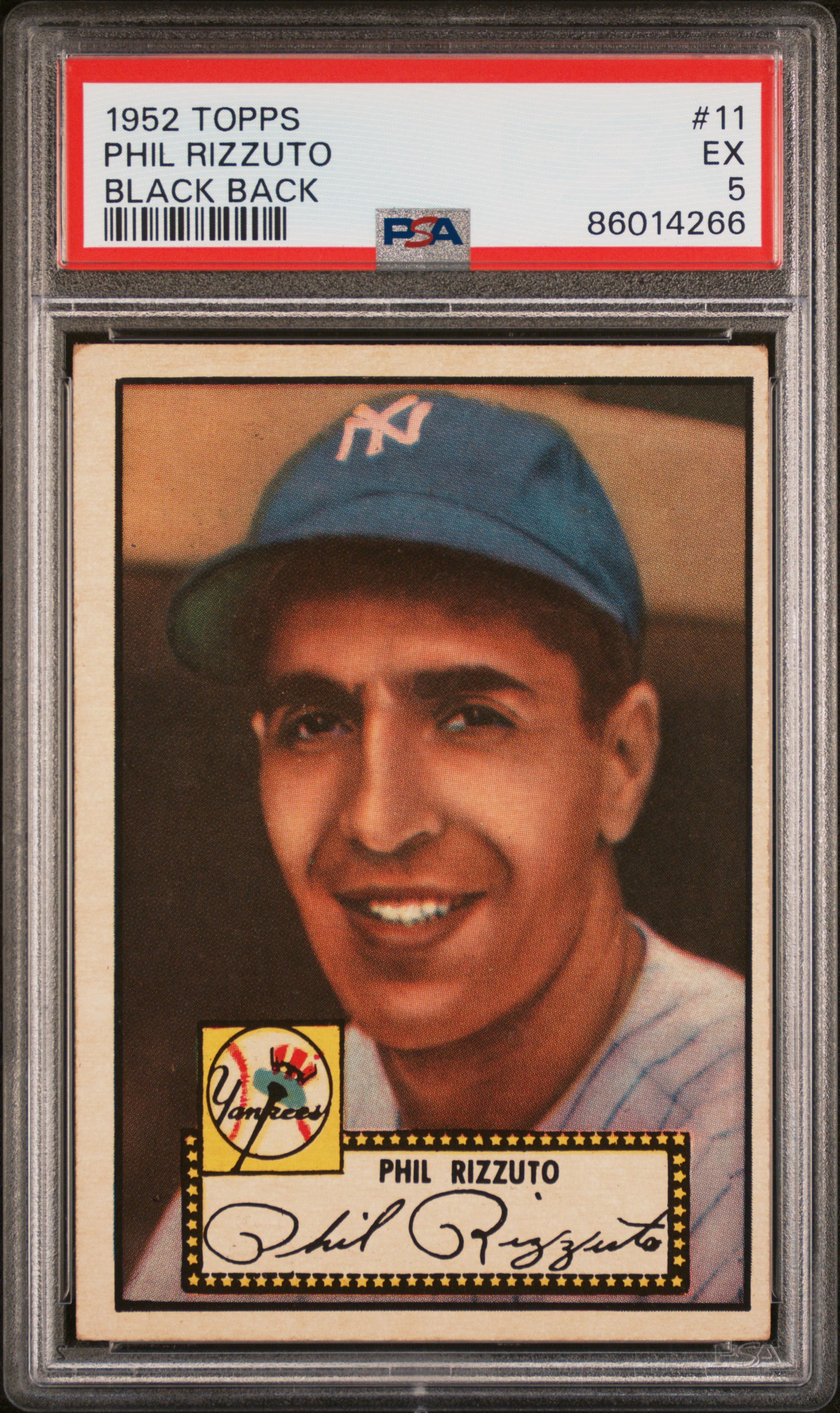 1952 Topps Black Back #11 Phil Rizzuto – PSA EX 5