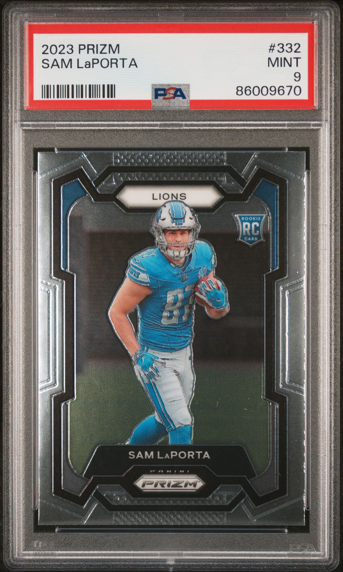 2023 Panini Prizm Sam Laporta #332 Mint 9 front