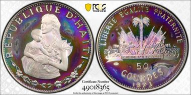 1973 50 G Woman and Child KM-105  Ag PR67DCAM