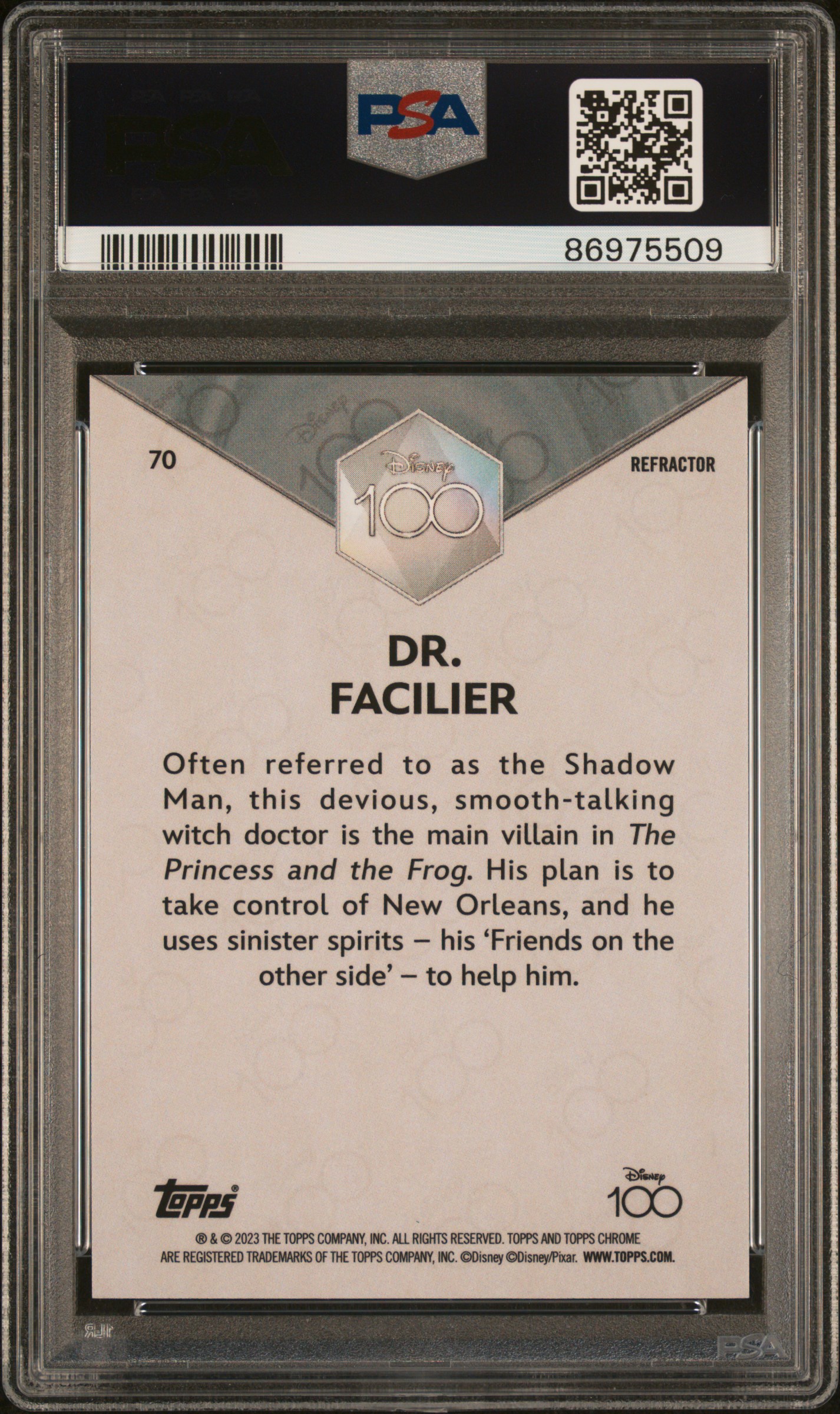 2023 Topps Chrome Disney100 Dr. Facilier #70 (Refractor) Mint 9 back