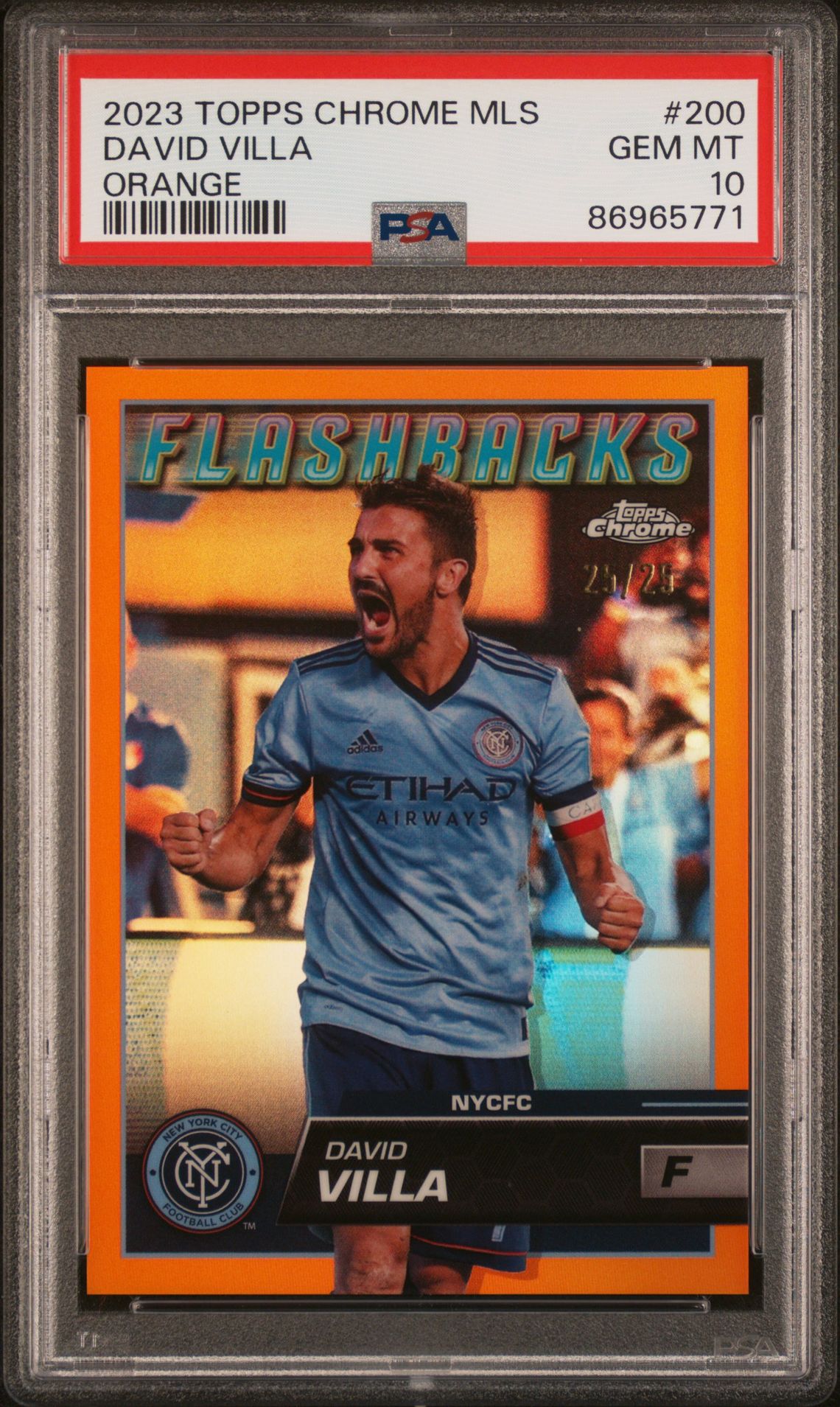 2023 Topps Chrome TOPPS CHROME MLS ORANGE REFRACTOR #200 David Villa front