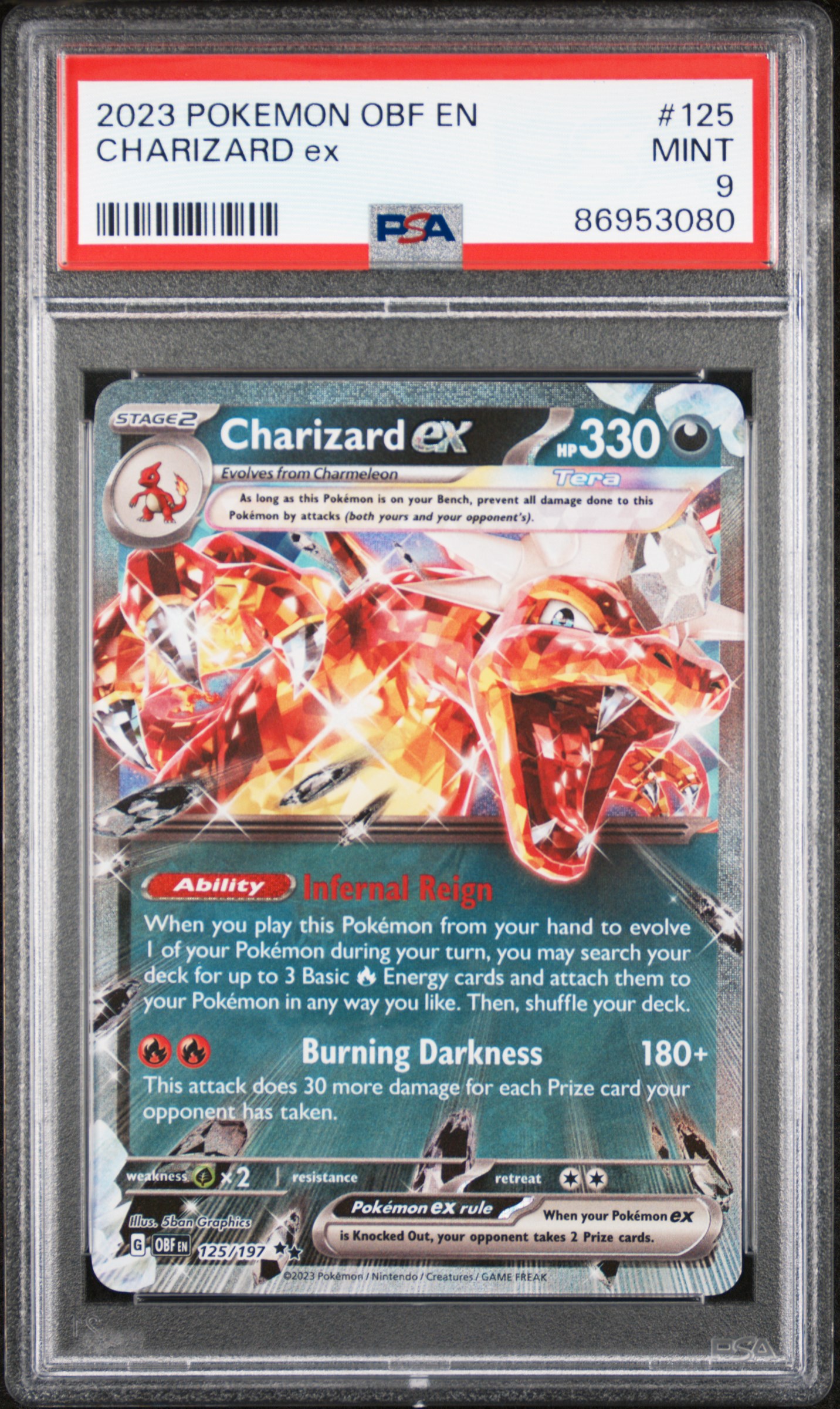 2023 Pokemon Obf En-Obsidian Flames Charizard Ex #125 Mint 9 front