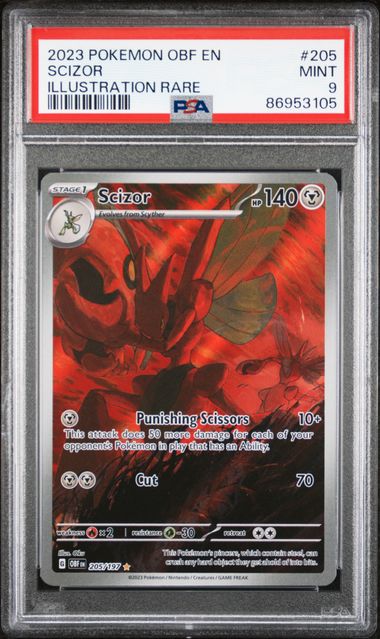 2023 Pokemon Obf En-Obsidian Flames Scizor #205 (Illustration Rare) Mint 9 front
