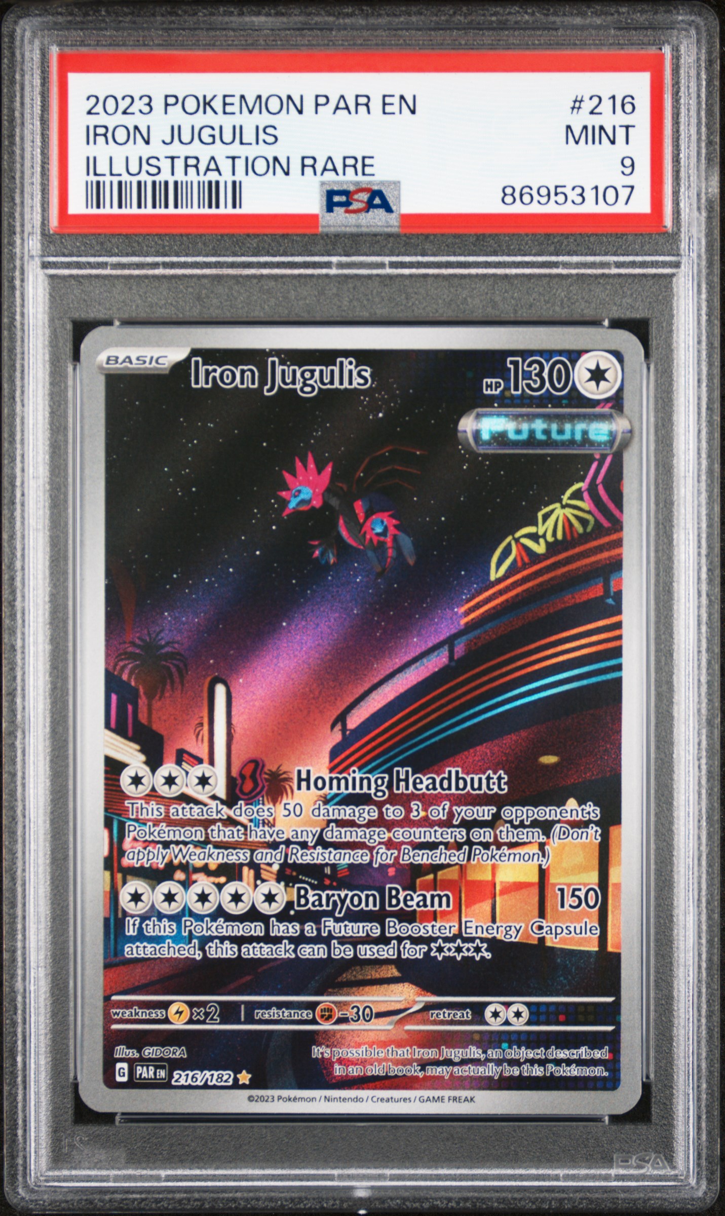 2023 Pokemon Par En-Paradox Rift Iron Jugulis #216 (Illustration Rare) Mint 9 front