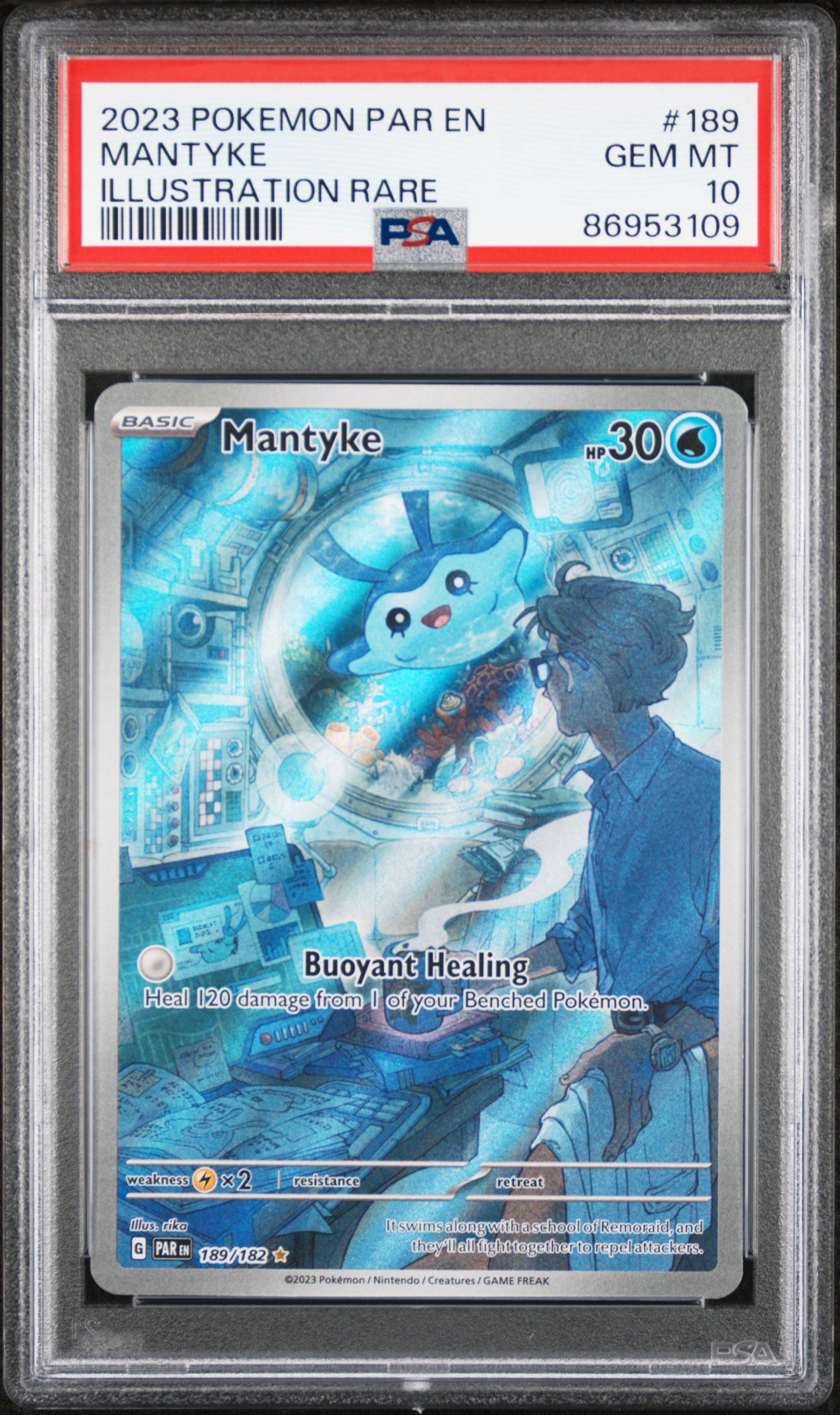 2023 Pokemon Par En-Paradox Rift Mantyke #189 (Illustration Rare) Gem Mt 10 front
