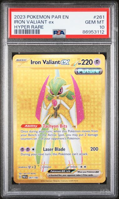 2023 Pokemon Par En-Paradox Rift Iron Valiant Ex #261 (Hyper Rare) Gem Mt 10 front