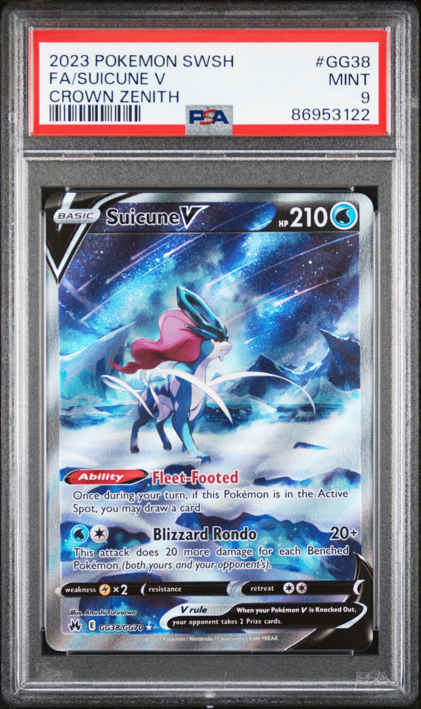 2023 Pokemon Sword And Shield Crown Zenith Fa/Suicune V #Gg38 (Crown Zenith) Mint 9 front
