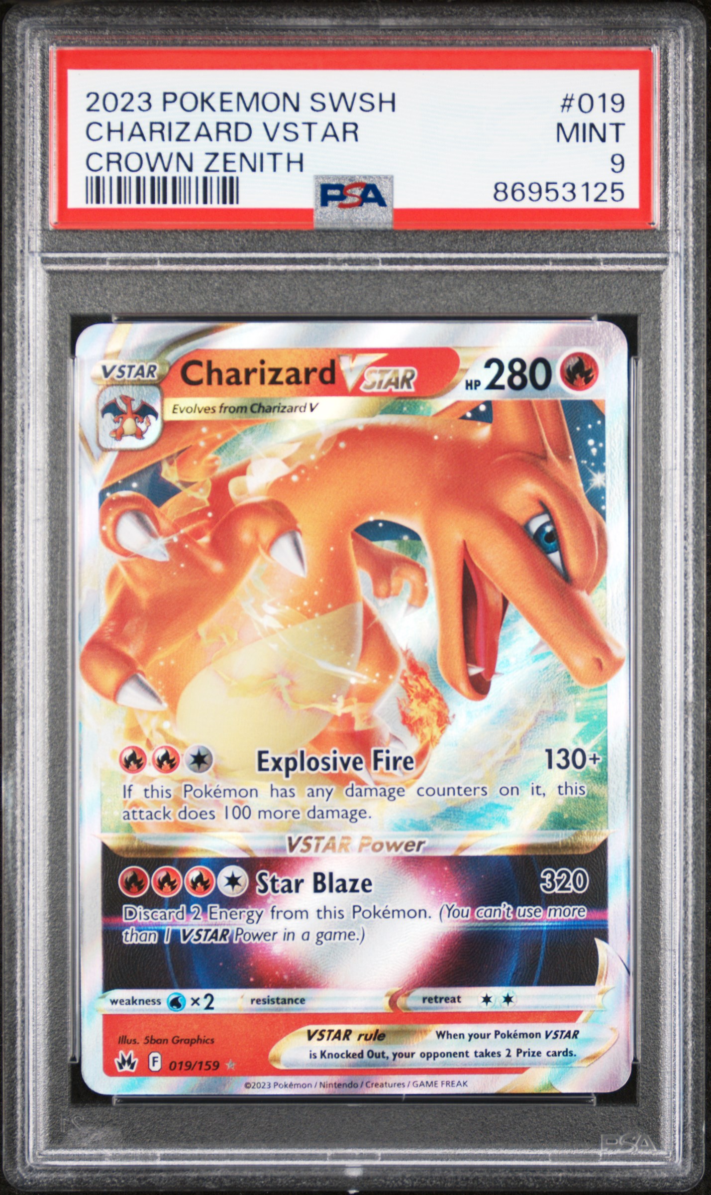2023 Pokemon Sword And Shield Crown Zenith Charizard Vstar #019 (Crown Zenith) Mint 9 front