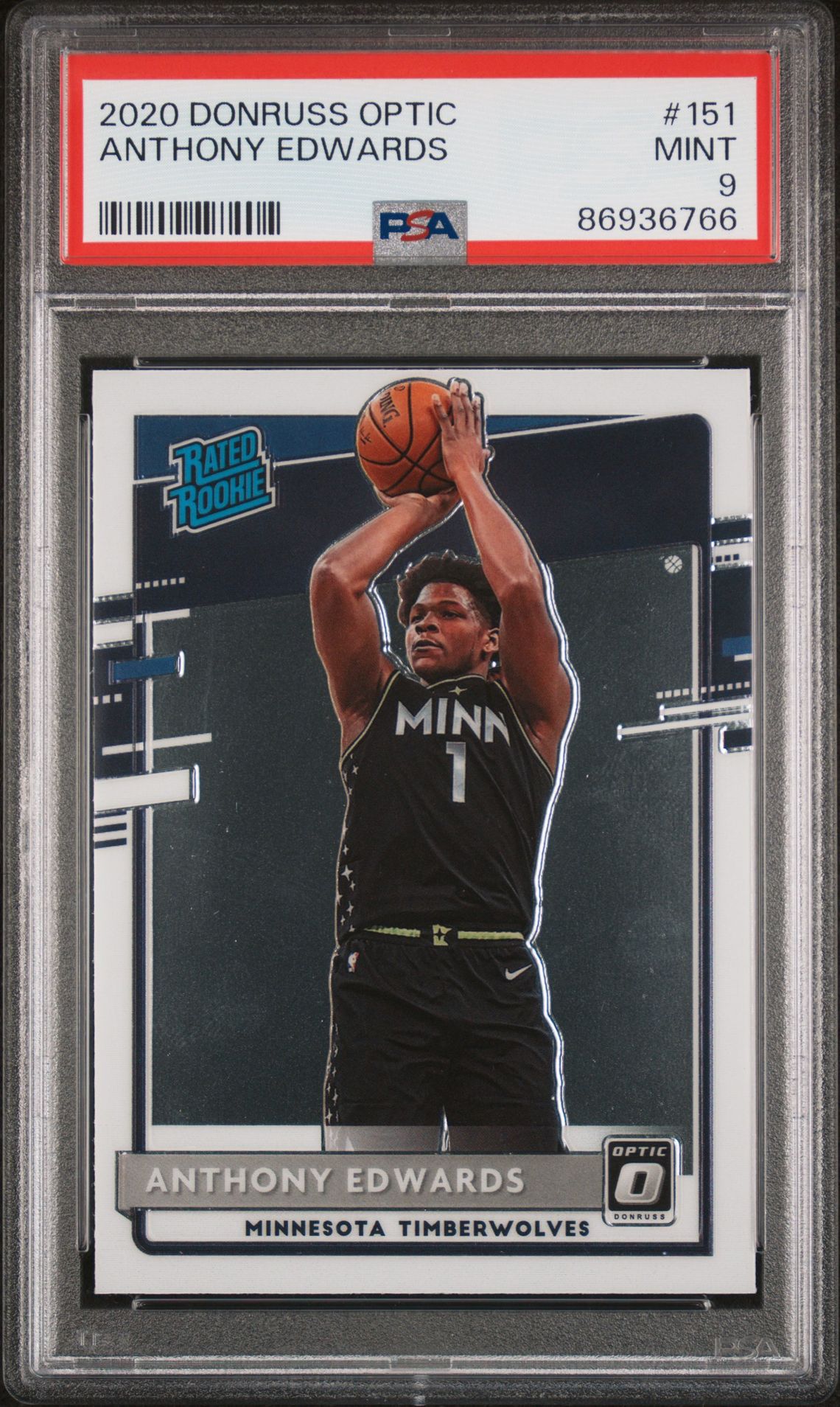 2020 Panini Donruss Optic Anthony Edwards #151 Mint 9 front