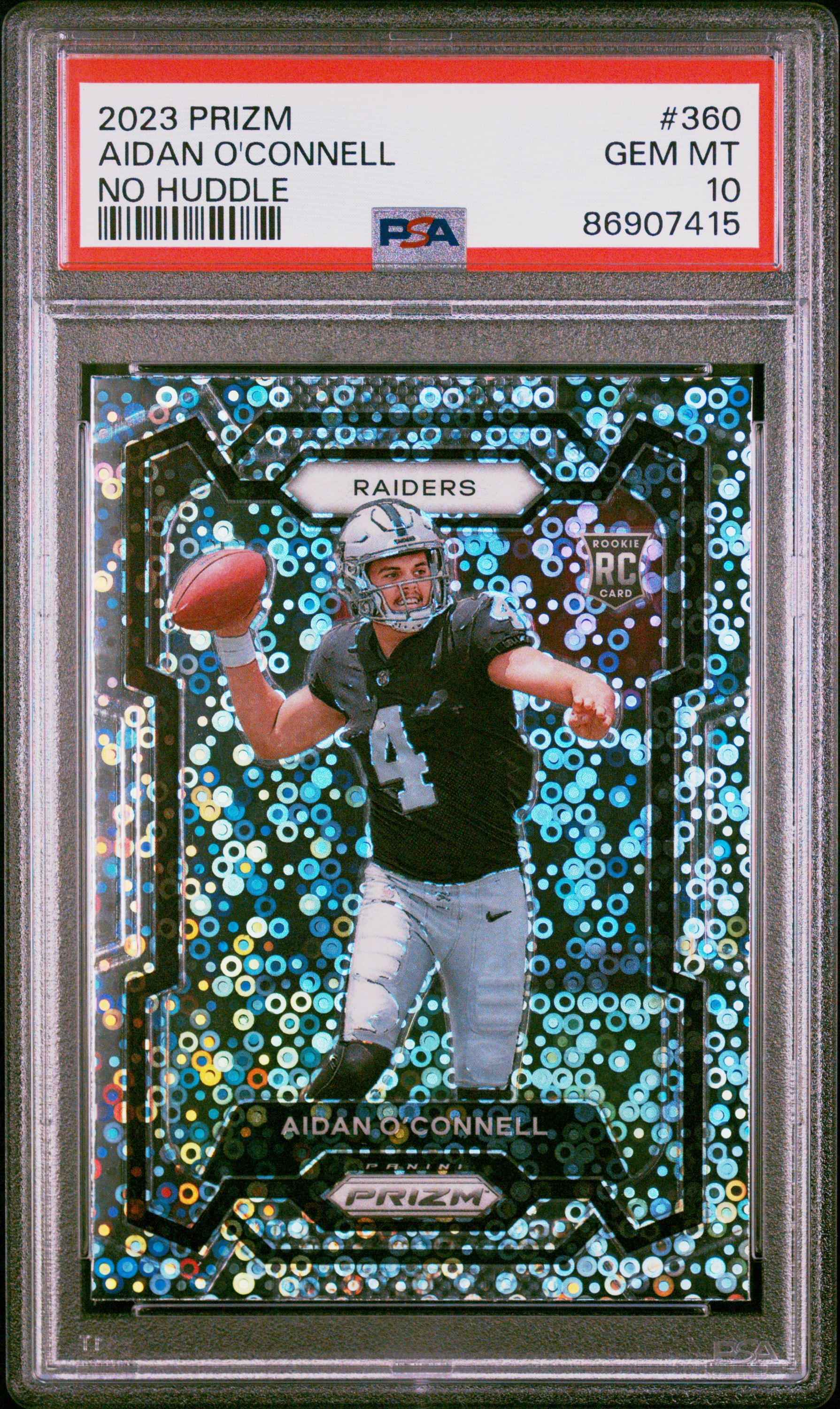 2023 Panini Prizm No Huddle #360 Aidan O'Connell Rookie Card – PSA GEM MT 10