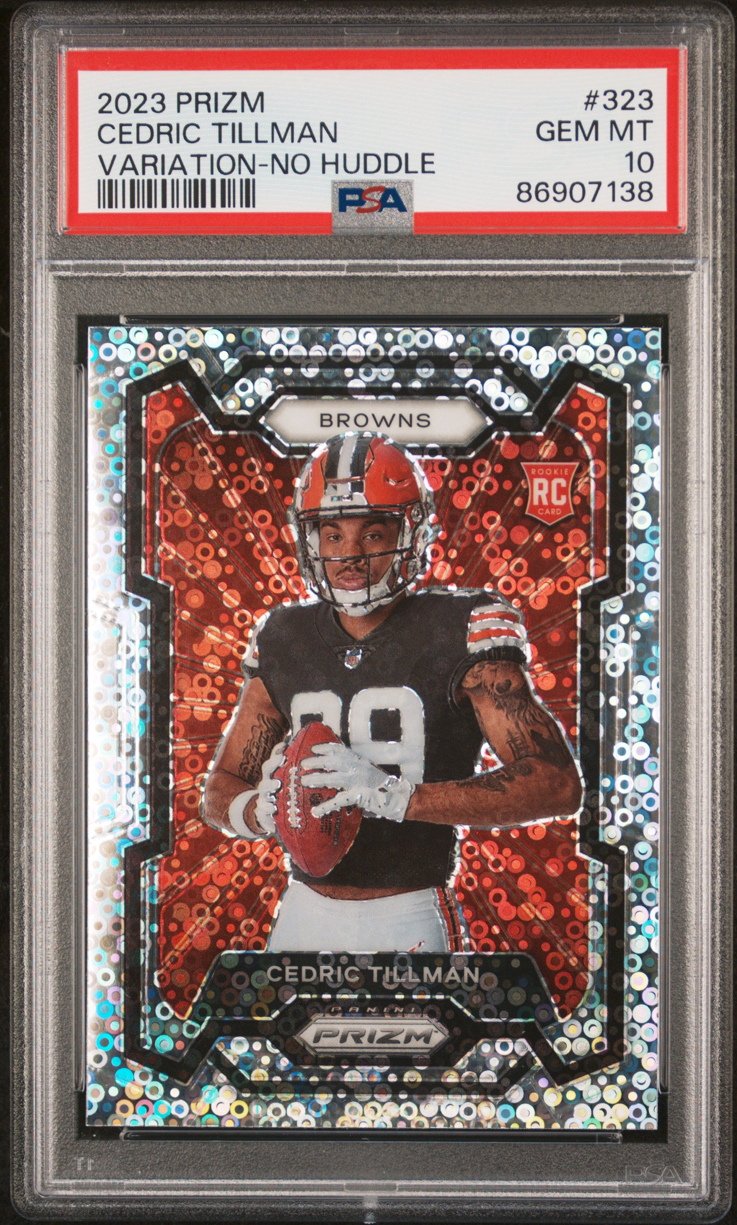 2023 Panini Prizm Variation-No Huddle #323 Cedric Tillman Rookie Card – PSA GEM MT 10