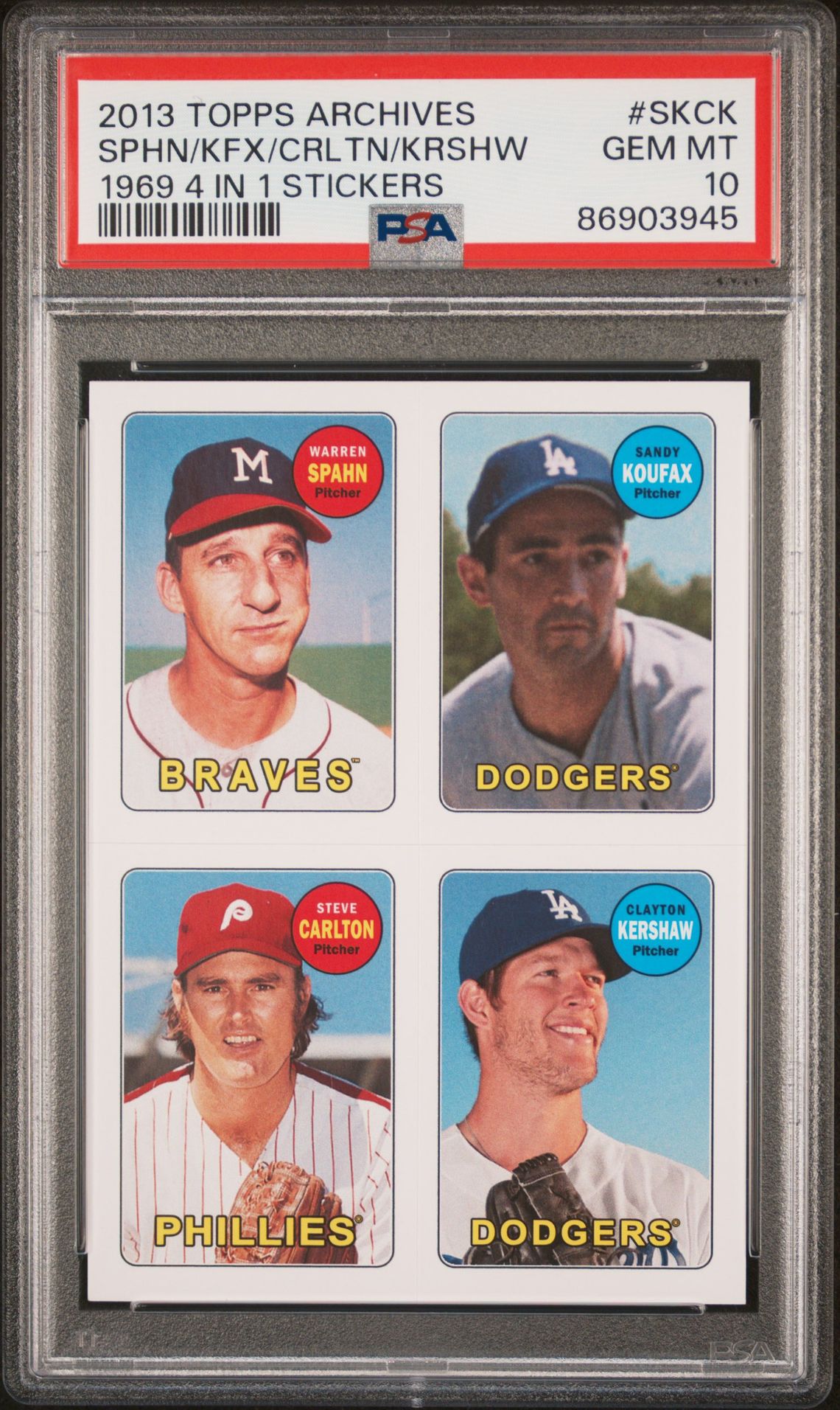 2013 Topps TOPPS ARCHIVES 1969 4 IN 1 STICKERS #SKCK Sphn/Kfx/Crltn/Krshw front