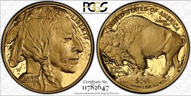 2007-W $50 American Buffalo First Strike .9999 Fine Gold PR70DCAM