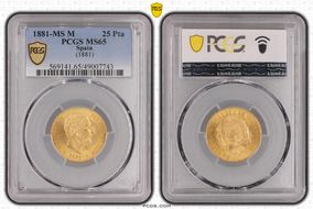 1881-MS M 25 Pta (1881) MS65