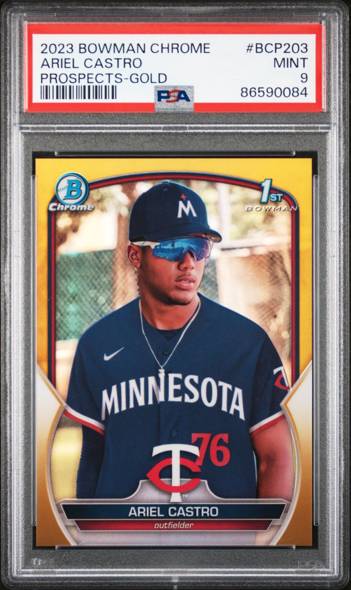 2023 Bowman BOWMAN CHROME PROSPECTS Gold Refractor #BCP203 Ariel Castro front