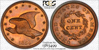 1854 1C J-165a Original PR66RB