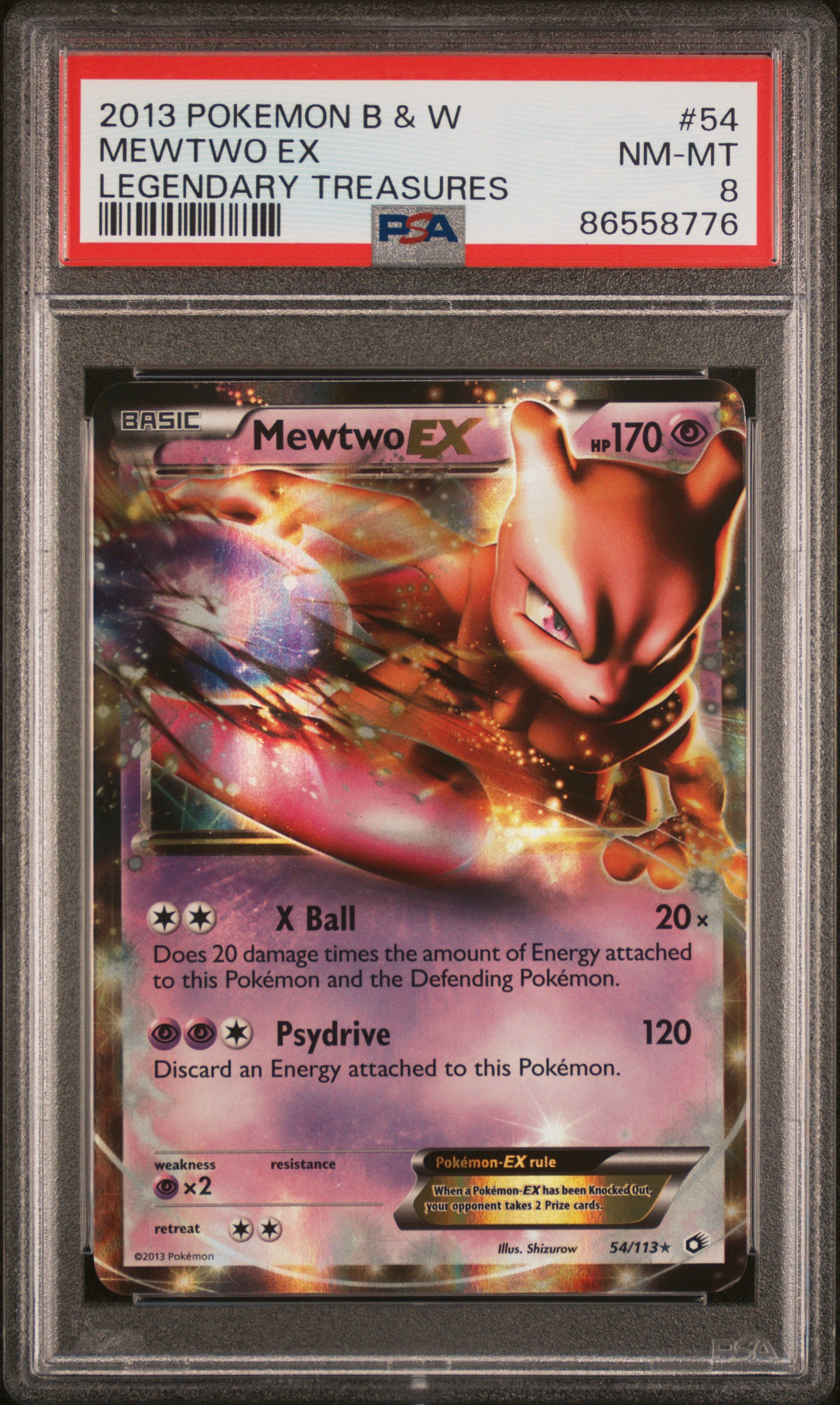 2013 #54 Mewtwo EX PSA 8 Black & White Legendary Treasures
