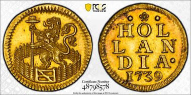 1739 Duit KM-80b MS62