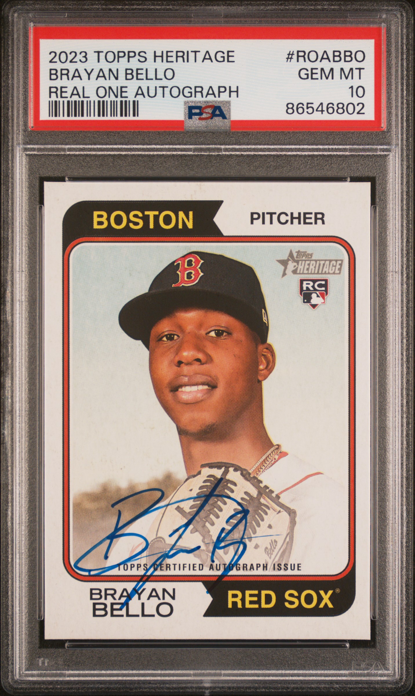 2023 Topps Heritage Real One Autographs #ROABBO Brayan Bello Signed Card Signed Rookie Card – PSA GEM MT 10