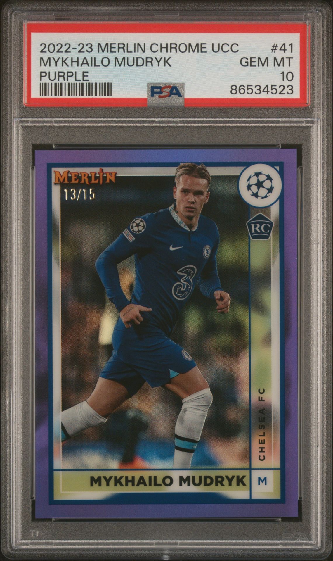 2022-23 Topps Merlin Chrome Uefa Club Competitions Mykhailo Mudryk #41 (Purple Refractor) Gem Mt 10 front