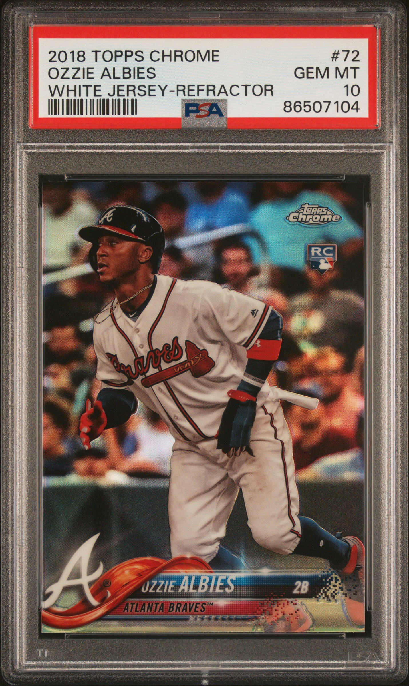 2018 Topps Chrome White Jersey-Refractor #72 Ozzie Albies PSA 10