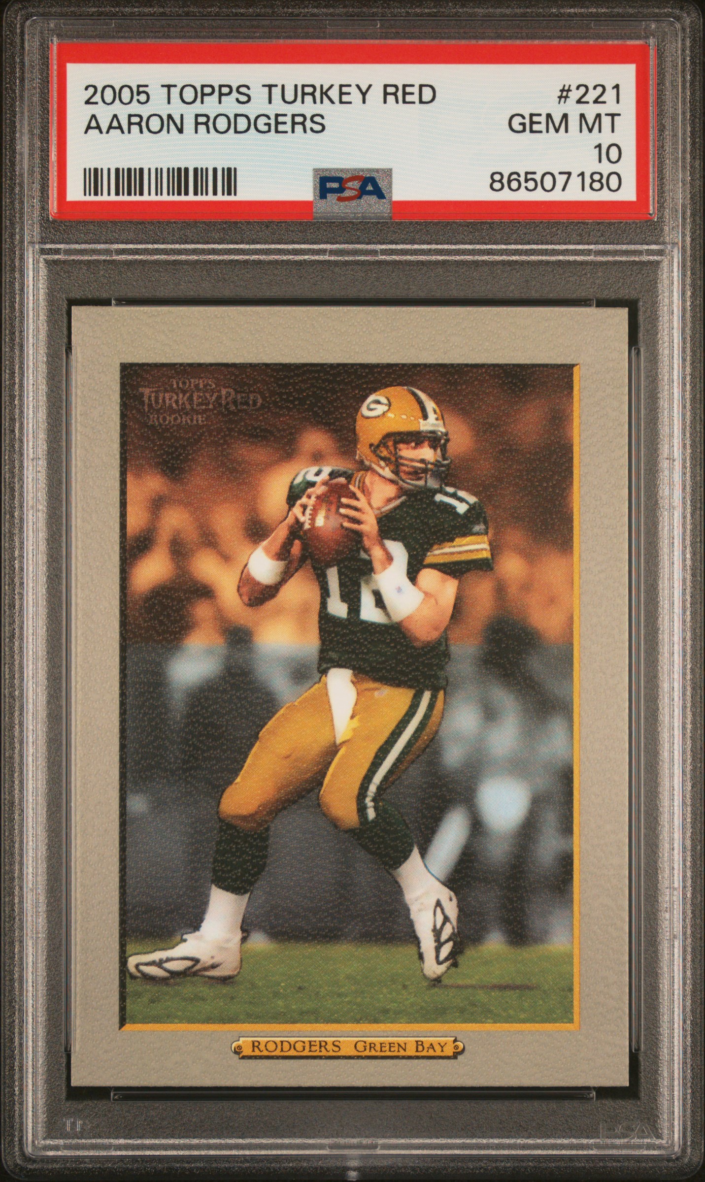 2005 Topps Turkey Red #221 Aaron Rodgers Rookie Card – PSA GEM MT 10