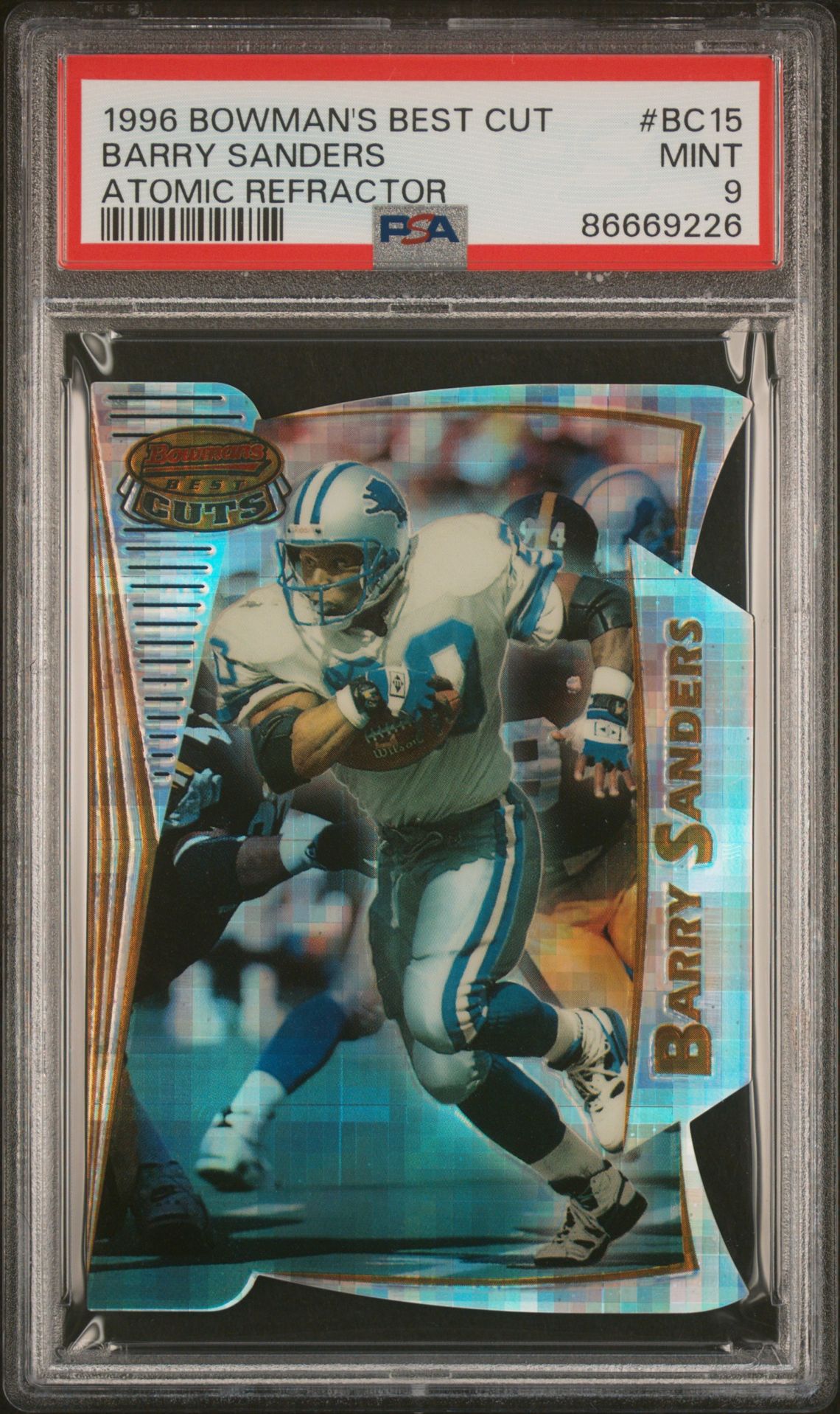 1996 Bowman Bowman's Best ATOMIC REFRACTOR #BC15 Barry Sanders front