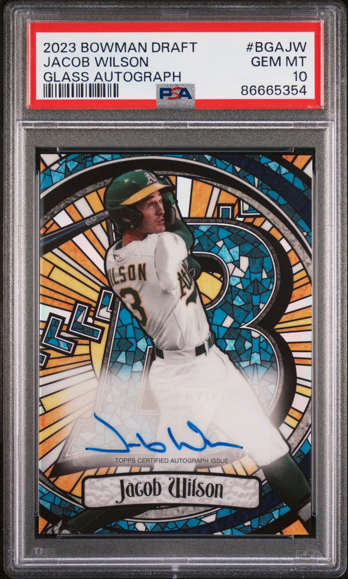 2023 Bowman Draft Bowman Glass Autograph Jacob Wilson #BGAJW PSA 10