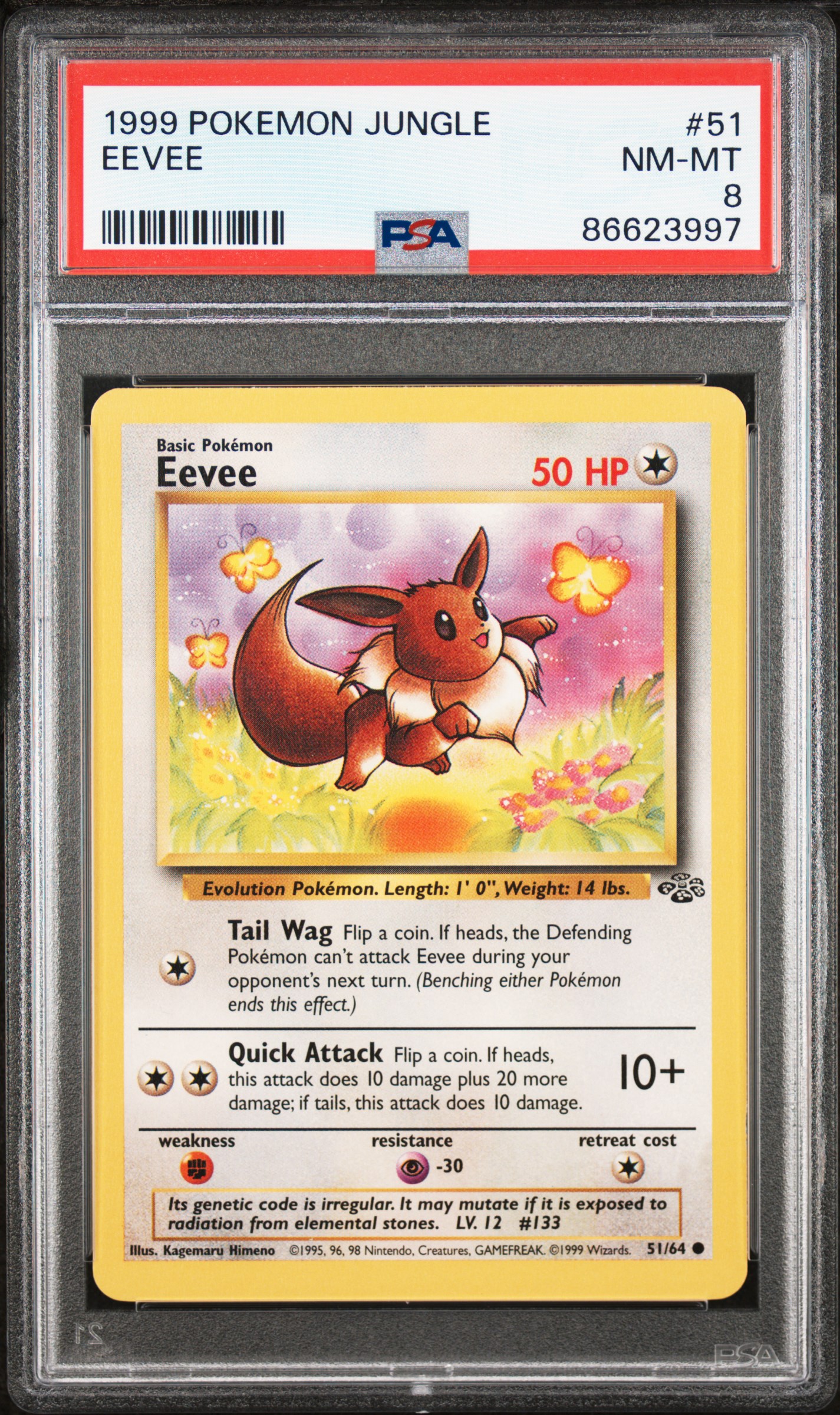 1999 Pokemon Jungle #51 Eevee – PSA NM-MT 8